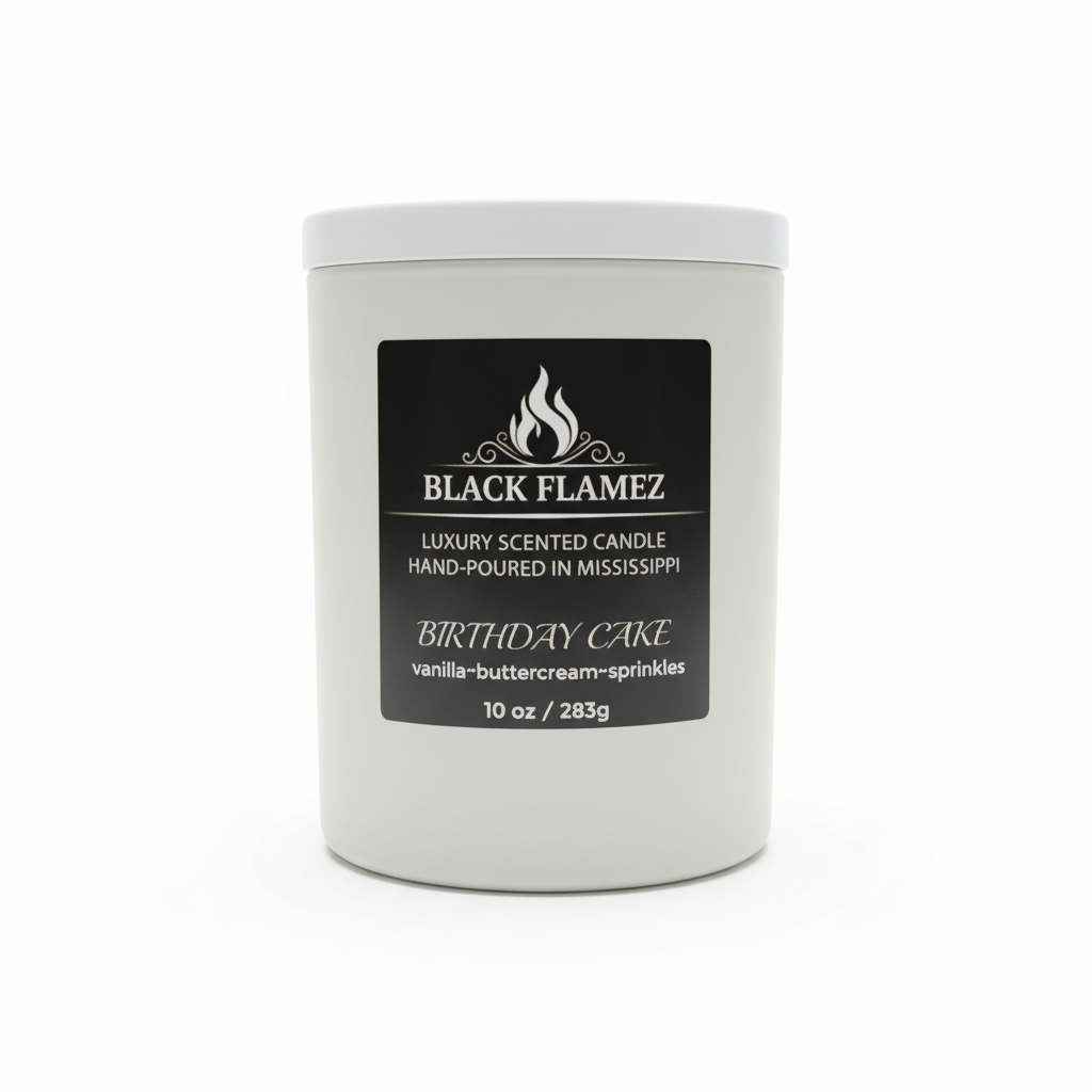 Birthday Cake white candle by Black Flamez on a white background