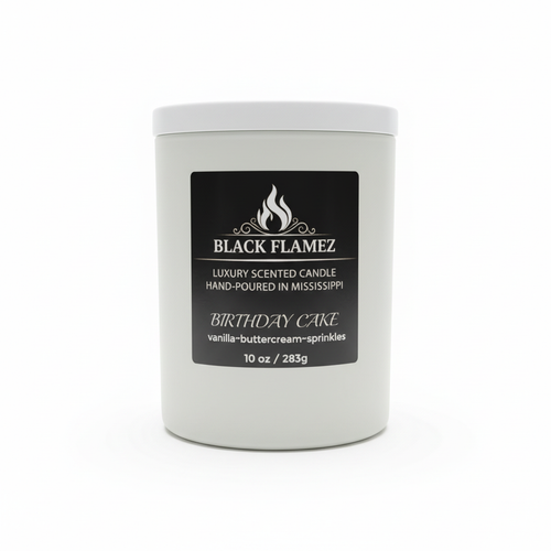 Birthday Cake white candle by Black Flamez on a white background
